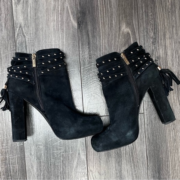Jessica Simpson black studded tassel heeled ankle boots booties has some wear 9 - Picture 2 of 11